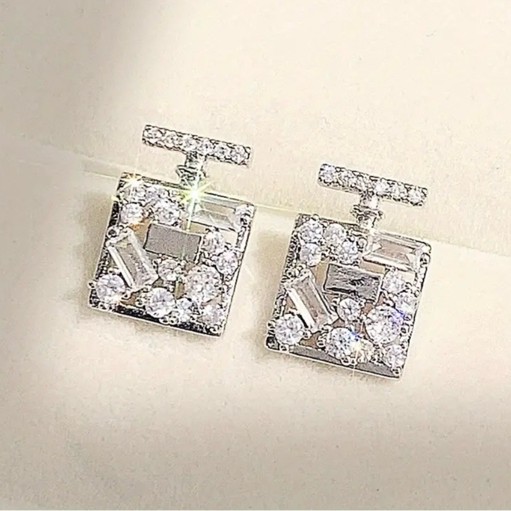 Bottle shaped stud earrings (silver tone)